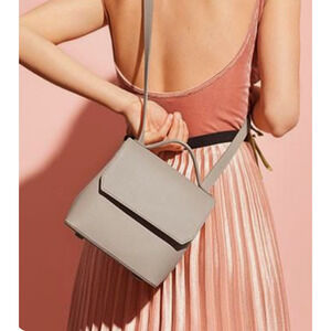 MLOUYE Gray Leather Flap Small Convertible Crossbody Backpack Top Handle Bag